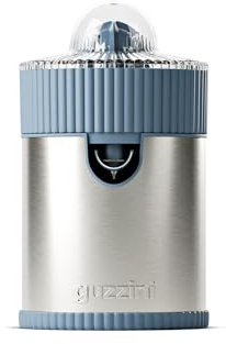 Guzzini, Sous Chef, Spremiagrumi con Coperchio Antipolvere, 100W, Acciaio Inox, Bio-Based, Doppio Cono 2-in-1, Beccuccio Salvagoccia (Blue Navy)