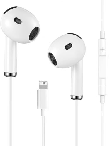 Auriculares Lightning con cable, certificados Apple MFi para iPhone 14/14 Plus/13/12/11/8/7 X Pro Max, auriculares in-ear HiFi Audio estéreo