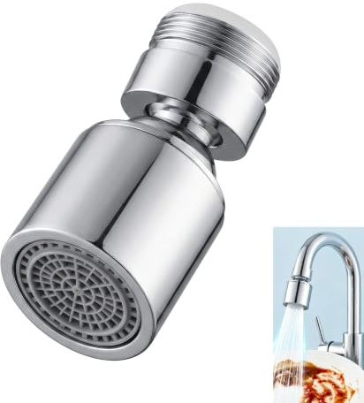 Luftare 360 kran, munstycke kran, köksluftare, 2 lägen, vridbar, 360, vattenbesparande skummare för kök, badrum och toalett, anti-stänk filter, jet och bubbelläge