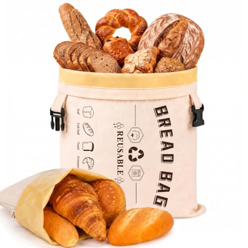 Sac à pain en cire d'abeille (32 x 43 cm) pour levain fait maison – Sac réutilisable en cire d'abeille – Sacs de stockage naturel pour garder les aliments frais