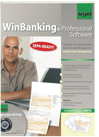 SIGEL WinBanking Professional SEPA Bankformular Software | SW235, CD mit 60 Bankformularen für Formularmanagement
