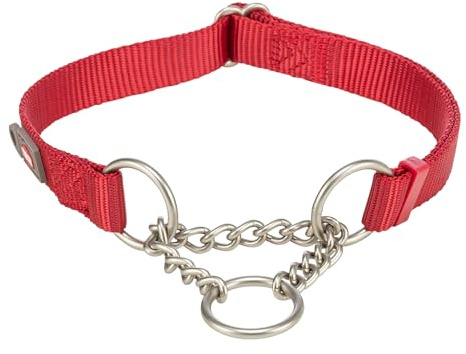 TRIXIE Premium Zug-Stopp Halsband Größe S–M: Halsumfang 30–40 cm/15 mm in rot - stufenlos verstellbares Hundehalsband für kleine bis mittelgroße Hunde, einfacher Verschluss, 202703 | Stufenlos verstellbar mit einfachem, sicherem Verschluss – angenehmer Sitz und leichtes Handling im Alltag