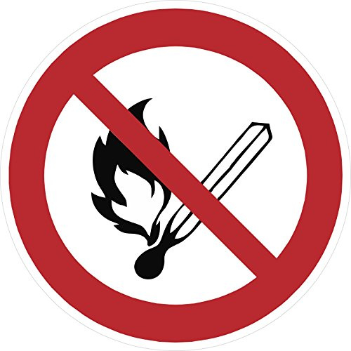 Schild 20 cm P003 Keine offene Flamme Feuer offene Zündquelle und Rauchen verboten