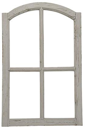 Posiwio Deko-Fensterrahmen Holz- Rahmen Fenster-Attrappe Holz grau Shabby Vintage
