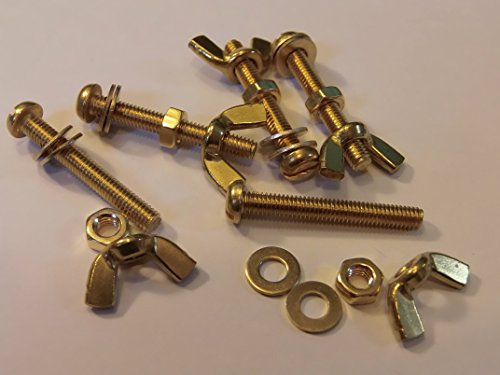 M4X30 BRASS PAN HEAD BOLTS NUTS & WASHERS & WING NUTS PACK 0F 5 BRASS SET SCREWS