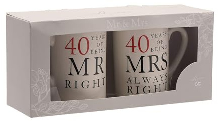 Amore 40th Mr Right & Mrs Always Right Porslinsmugg Set med 2 st.