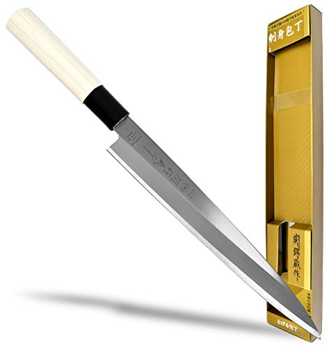 Seki Japan TSUBAZO Japanese Sushi Chef Knife, Stainless Steel Sashimi Yanagiba Knife, Shiraki Handle, 210 mm (8.3 in)