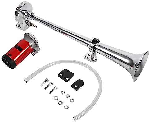 Bocina neumática de 12 V, 150 dB, 16,7 pulgadas, cromo-zinc, cuerno de aire con compresor para todos los coches y barcos de 12 V, camiones, trenes Lörries, barcos, coches, furgonetas, motocicletas