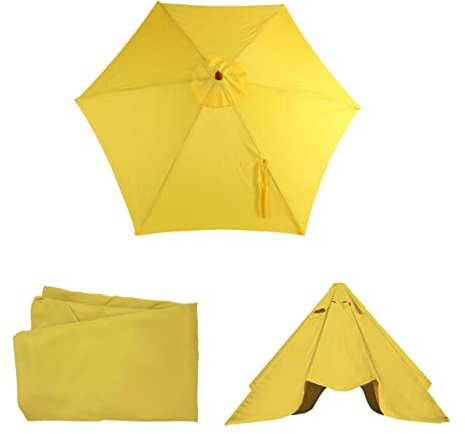 Mendler Ersatz-Bezug für Sonnenschirm Florida Ø 3m - gelb | Sonnenschirmbezug Ersatzbezug, Polyester, 6 Streben
