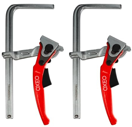 Serre joint à levier 160mm X2 - rapide adapté rail de guidage - Pince table à cliquet - Saillie 60mm - Acier - Ponçage, coupe