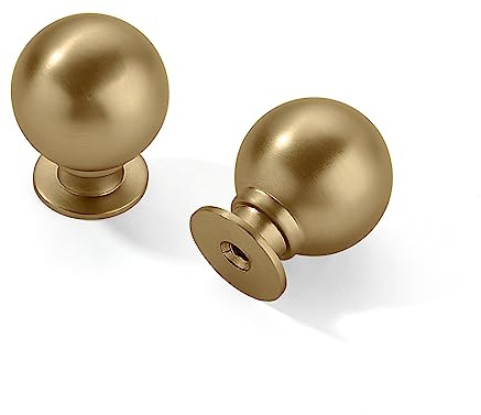 Cabdm 30-pack, 25 mm, skåpknoppar i massiv champagne-brons, stora kraftiga lådknoppar, metallvara för köksskåp, vintageknoppar, låddrag