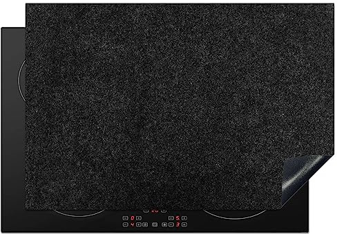 KitchenYeah© Herdabdeckplatte Einteilig Küche Ceranfeld Abdeckplatte | 78x52 cm - Cerankochfeld Abdeckung Induktionskochfeld Schutzmatte Granite - Schwarz - Design - Stein