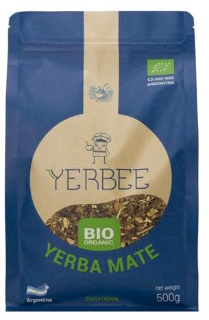 YERBEE Yerba Maté Thé Bio (500 g) Argentine | Mûrie, Séchée à l'air, Sans fumée, Faible en poussière | Yerba Maté Argentine Bio Premium avec des Feuilles Fines