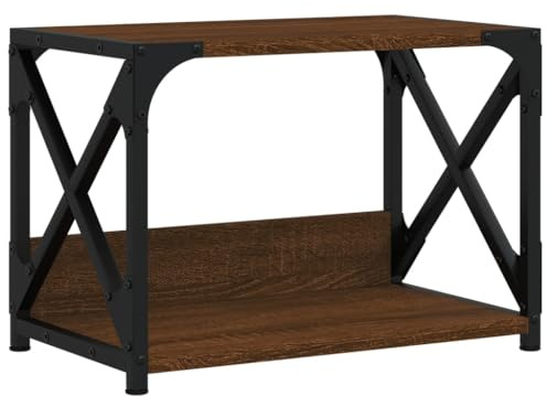 vidaXL Druckerständer, Druckerregal mit 2 Ablagen, Druckertisch Ständer mit verstellbaren Beinen, Schreibtischaufsatz Druckerhalter, Braun Eichen-Optik