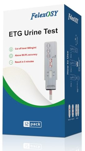 FelexOSY ETG Alcohol Urine Test Strips- at Home Testing Dip Card Kit - 80 Hours Suitable Cut Off 500 ng/mL - [12 Pack]