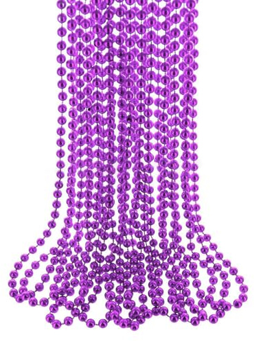 Wambere 5 Stück Bunte Perlenketten 80er Kunststoff Perlenkette Halsketten 6mm Perlenkette,Vintage Halskette für Party Karneval Weihnachten Geburtstag Mottoparty Festival Kostüm Zubehör,Lila
