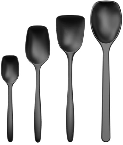 Rosti Classic Kochlöffel Set 4-Teilig, Hochwertiges Küchenhelfer Set mit 3 Kochlöffel & 1 Backlöffel, aus Kunststoff, Hitzebeständig, Bruchsicher, Spülmaschinenfest, Schwarz