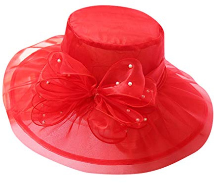XIUH Damenhut Organza Hut Hochzeit Anlasshut Brauthut Strandhut Strohhüte Sonnenhut Blumen Sommerhut Damen Hüte Boho Hut Damen Hüte Damen Sommer