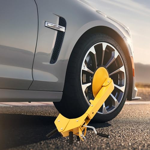 KEESUNG Radschlossklemme, Verstellbare Anti-Diebstahl-Schlossklemme Radkralle Parkkralle Tragbarkeit Anti-Diebstahl Anhänger-Radkralle Schloss für Autos, Lkw Usw (Mit Saugnapf)