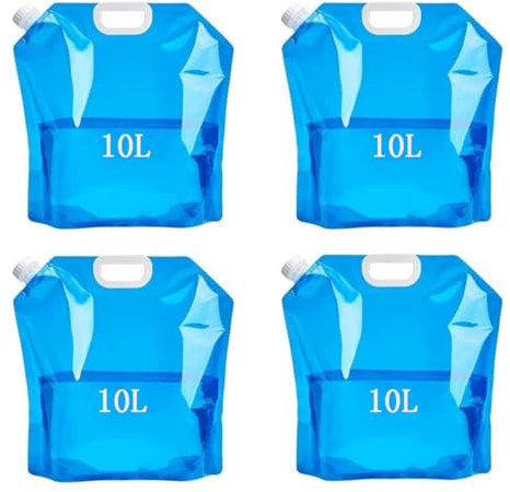 Hundredweat 4 Stück Wasserkanister Faltbar, Tragbar Trinkwasserkanister, Wassersack Camping 10L Faltkanister Wassersack Wasserbehälter mit Dichtem Deckel Flexibler Wasserkanister für Outdoor Camping