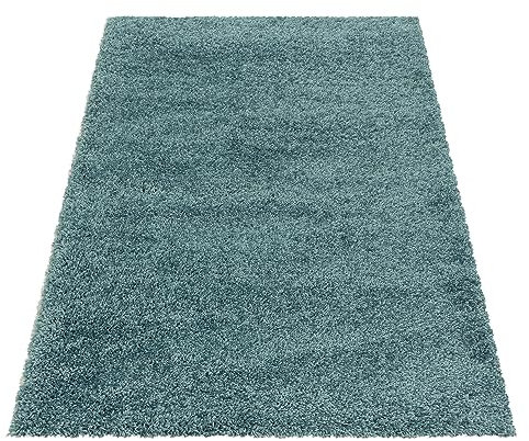 Stilvoll Günstig by ELMM Teppich Wohnzimmer Schlafzimmer Blau 160 x 230 Unicolor - Einfarbig Hochflor