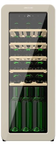 Cecotec Vinoteca 24 Botellas Retro Bolero Grandsommelier Origin 24 Hit Beige. Acabado En Beige Control Led, Temp. 5-20ºC, NoFrost, Estantes Madera, Luz Interior, Ventilación