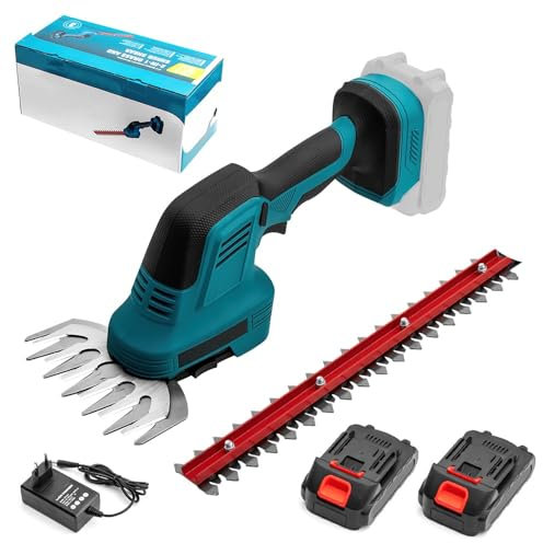 Heckenschere mit Akku/Heckenschere Easy-Shear, kabelloser Rasentrimmer mit Akku, Unkrautjätmaschine, zum Schneiden des Gartens (21 V, 5 Batterien, 1300 mAh, Box aus Karton) (2 Batterien)