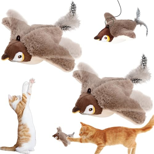 YOUYIKE 2 Stück Interaktives Selbstbeschäftigung, 2025 Neu Katzenspielzeug Spielzeug Katze Vogel für Katze, Fliegender Vogel Katzenspielzeug, Flapping Bird Cat Toy