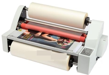 Laminadora, máquina laminadora, Laminadora de rollos de película V350, tamaño A3, máquina laminadora en caliente de cuatro rodillos, control electrónico de temperatura, modo de calentamiento único par
