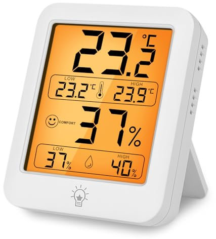 HOTUT Digital Room Thermometer Indoor Hygrometer, Digital Hygrometer with Max and Min Records for Temperature and Humidity, Temperature and Humidity Monitor for Home, Bedroom, Baby Room, Office