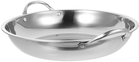 HANABASS Padella in Acciaio Resistente Doppi Manici Pentola Da Cucina Per Piano Cottura Induzione Accessorio Da Cucina Resistente Alle Alte Temperature
