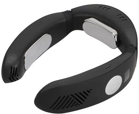 Ventilador de Cuello Portátil, Aire Acondicionado de Cuello Portátil con bajo Ruido de Refrigeración Calefacción de Calefacción de Doble Uso Ventilador de Cuello para Acampar en Senderismo Negro
