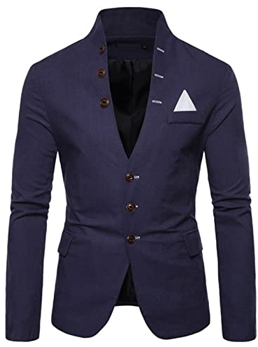 Blazer Uomo Primaverile Casual Giacca Slim Fit Giacche in Cotone Monopetto a Due Bottoni Blazer Elegante Tinta Unita Giacca Formale Uomo Giacca da Lavoro da Uomo Formale Business Jacket Giacca