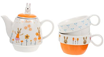 Mikinona Tè in Ceramica Resistente Al Calore Con Teiera e Filtro Decorazione Dipinta Mano Per Casa Ufficio e Regalo Elegante