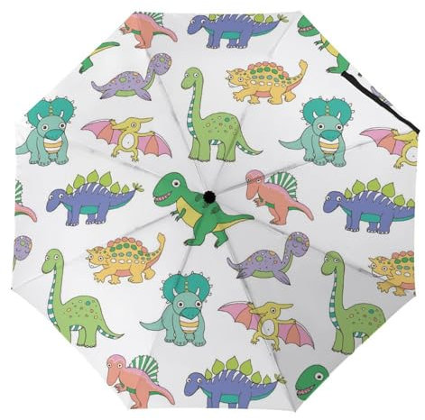 YBQLNP Kompakter Reise Regenschirm Niedlicher Dinosaurier Taschenschirm Automatisch Auf Und Zu Faltbarer Sonnenschirm