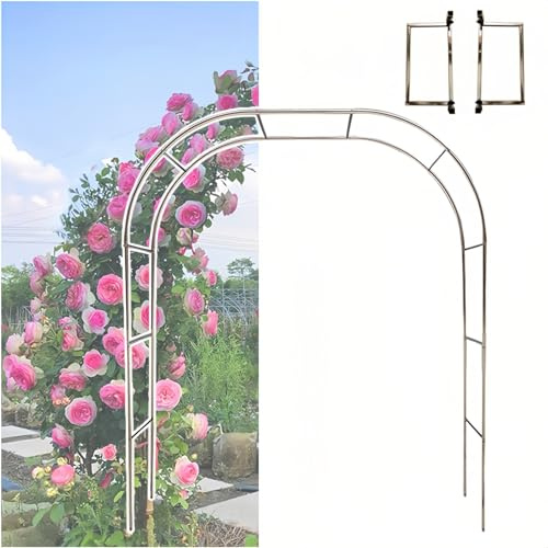 Gartendekoration Torbogen Rosenbogen Aus Edelstahl Indoor Outdoor Garten Rankgitter Mit Sockel Stabil Wetterfest Hochzeitsbogen/Gartenbogen(120 * 230cm/3.9 * 7.5ft)