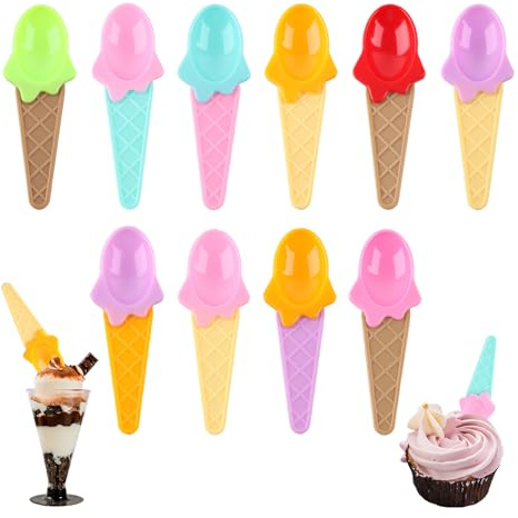 Shyllin 20er-Pack Eislöffel Plastik Wiederverwendbar, Eislöffel Plastik, Plastiklöffel, Eiscreme Löffel, 10 Farben – Dessertlöffel Klein – geeignet zum Essen von Eis, Kuchen, Gelee, Mousse