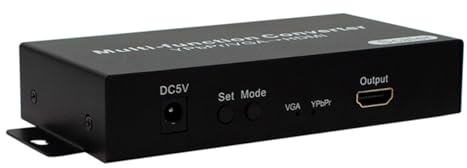 YIGZYCN Convertisseur de port péritel vers HDTV YPbPr/VGA facile à utiliser avec double option d'entrée, adaptateur de conversion portable, convertisseur vidéo noir