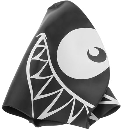 UKCOCO Gorro de Natación Infantil de Diseño con Protección para Oídos Seguro y Elástico para Niñas Piscina y Playa Color Negro