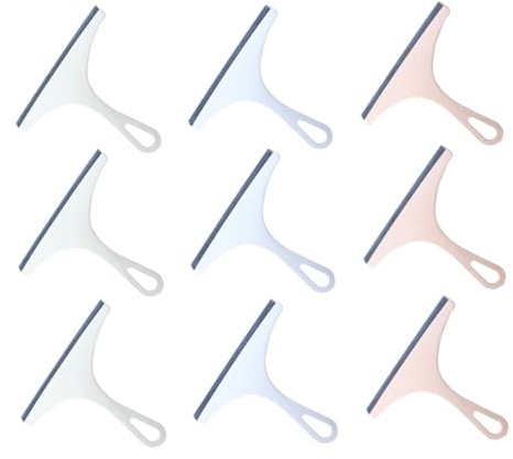 TOGEVAL 9 Pezzi Pulivetri per con Manico Raschietto per Doccia e Finestra Design Facile Appendere Materiale Resistente e Ruggine e Auto Colore Casuale