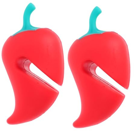 TOYZFRIENDY 2Pcs Food Grade Silicone Pot Cover Holder Red Pepper Shaped Spill Lid Lifters with Steam Releasers Dishwasher Safe Boil Over Stopper for Saucepan and Pot Lids
