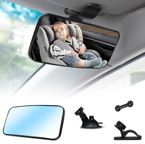Spiegel Auto Baby,Autospiegel Baby Rücksitz 13 x 6.5cm,Rücksitzspiegel,360° Schwenkbar Rückspiegel,mit Clips & Saugnapf,sicherheitsautositzspiegel,für Meisten Auto