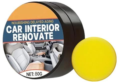 Rénovateur de Plastiques Automobile | Pâte de Rénovation pour Intérieur Auto | Crème de Restauration pour Tableau de Bord, Volant, Console Centrale, Accoudoirs et Panneaux de Porte | Sièges en Cuir et