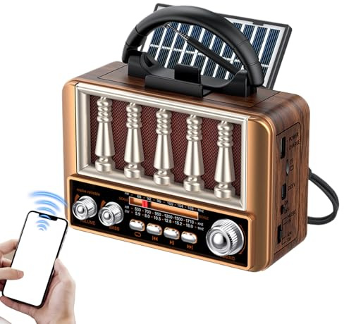 Radio Vintage - Altavoz Am/FM con Soporte para Teléfono - Radio Impermeable Vintage para Exteriores,para Adultos Mayores Hogar Oficina Mesa Interior Jardín Camping Supervivencia