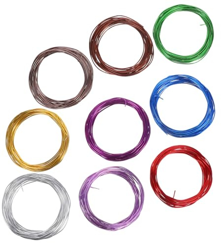BIUDECO Alambre de Aluminio Anodizado para Bonsáis 9 Rollos 15 MM X 5 M Multicolor – Hilo Flexible y Resistente para Forma y Fijar Árboles Bonsái Jardinería y Paisajismo