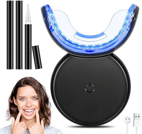 Kit Sbiancante Denti, Sbiancamento Denti Professionale con 32X LED Lampada Sbiancare e 3Pcs Gel Sbiancante per Denti, Rimuovi Rapidamente le Macchie Teeth e Sbiancamento Immediato, Efficace e Sicuro