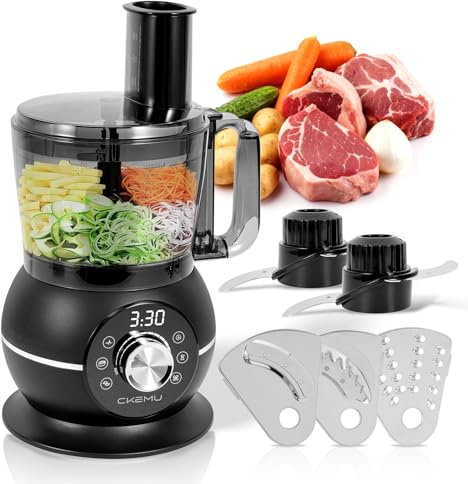 Smart Upgraded Food Processor 12 Cup, Electric Food Chopper Slicer with French-Fry Slicing Shredding Chopping Kneading Cutter, For Meat, Vegetable, Fries, Cheese, Meat & Veggie Prep, Puree