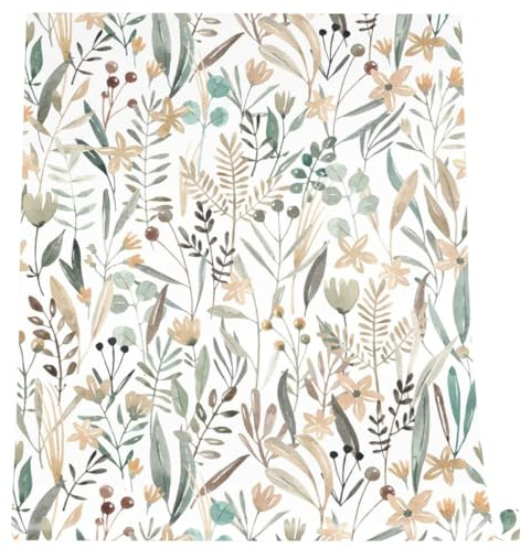 Ciieeo Carta da Parati Autoadesiva a Foglia 45X300 CM Adesivo da Parete Staccabile e Rimovibile Motivo Floreale Acquerello Decorazione Murale per Bagno e Soggiorno