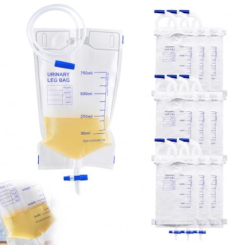10 Stück Einweg-Urinbeutel Beinbeutel – 750 ml Urinbeutel Katheterbeutel | Hochwertiger PVC Urinsammelbeutel Drainagebeutel mit Urinbeutelgurt für Männer und Frauen