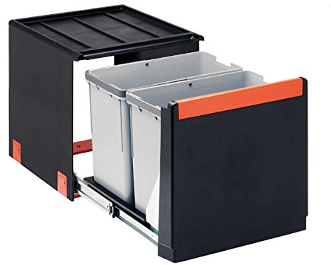 FRANKE Kitchen Systems Sorter Cube 40 134.0039.330 - Pattumiera a Incasso, con Sistema Estraibile a Mano, 34,8 x 33,5 x 40,7 cm, Colore: Nero